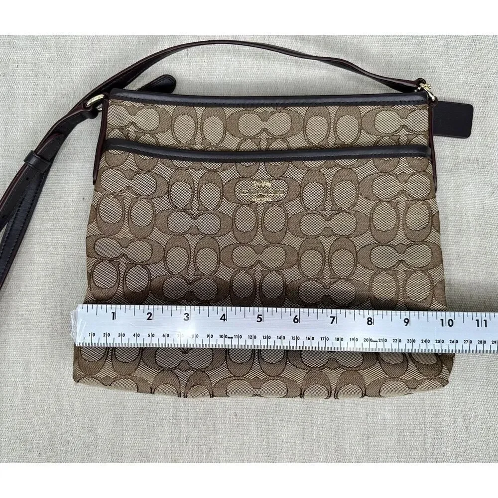 COACH Signature Shoulder Crossbody Bag F29960 Canvas Leather Beige & Dark Brown